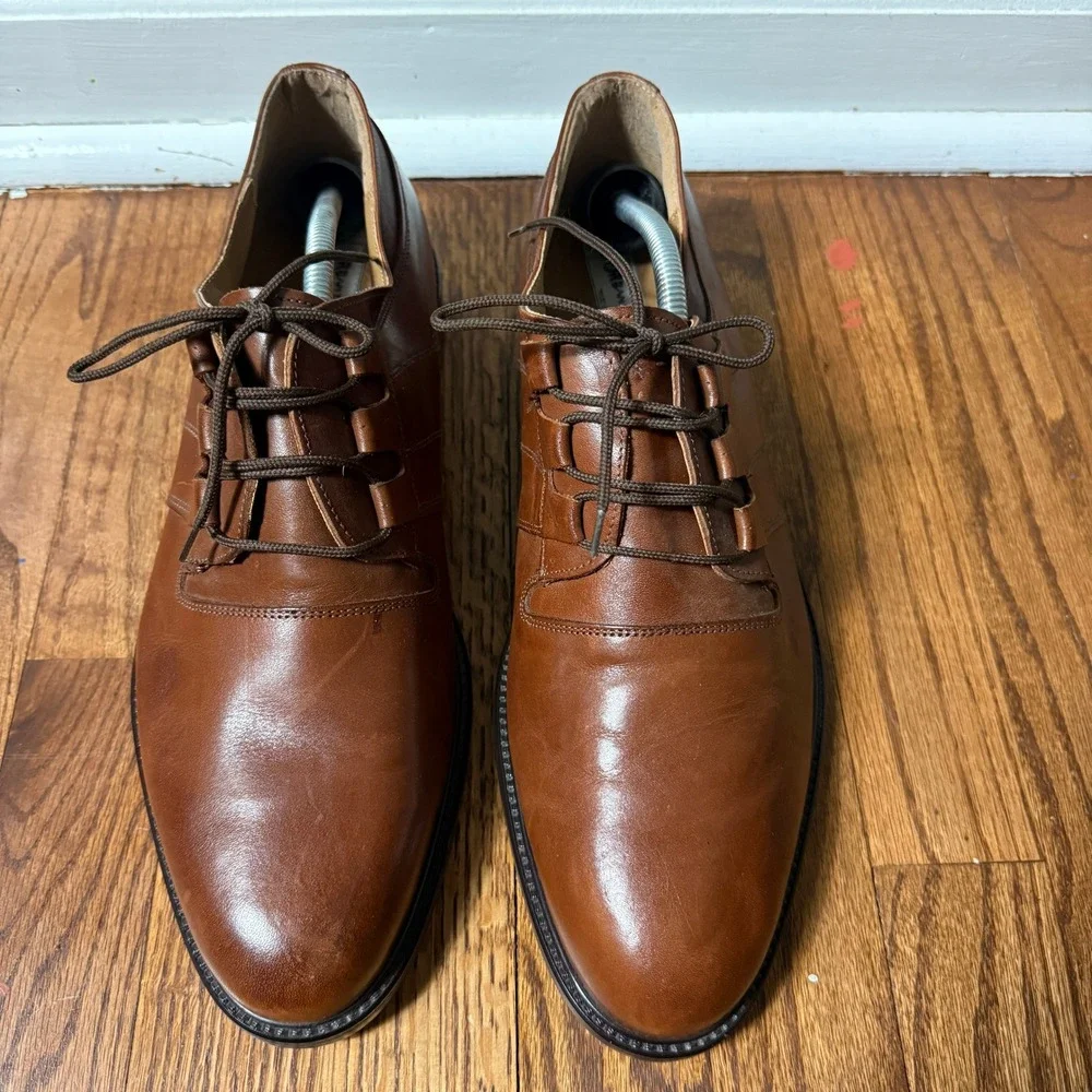 Urban Trends Mens Cognac Brown Leather Lace Up Dress Shoes Made in Italy Size 13